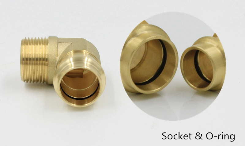 Brass V-Press Series Elbow Pipe Fittings for Water Supply and Drainage